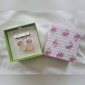 Betsey Johnson Pink and Green Floral Earrings